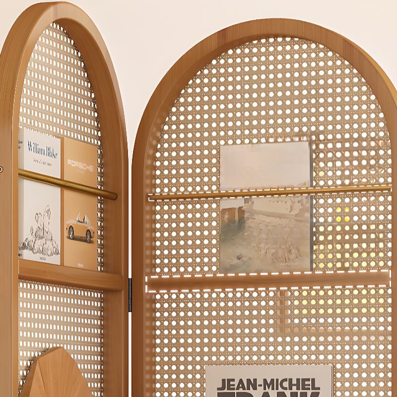 Minimalist Translucent Bamboo Screen Divider with Shelf, Fold-up and Independent