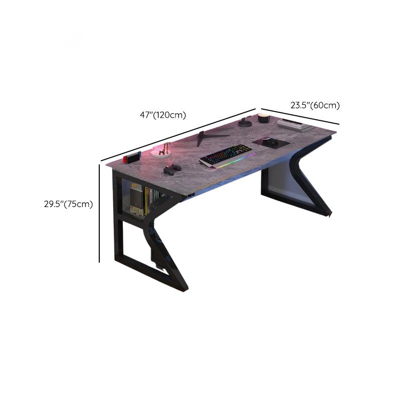 Minimalist Rust Resistant Gaming Computer Desk with Sled Base, Exterior Shelf, and Wire Management in Manufactured Wood