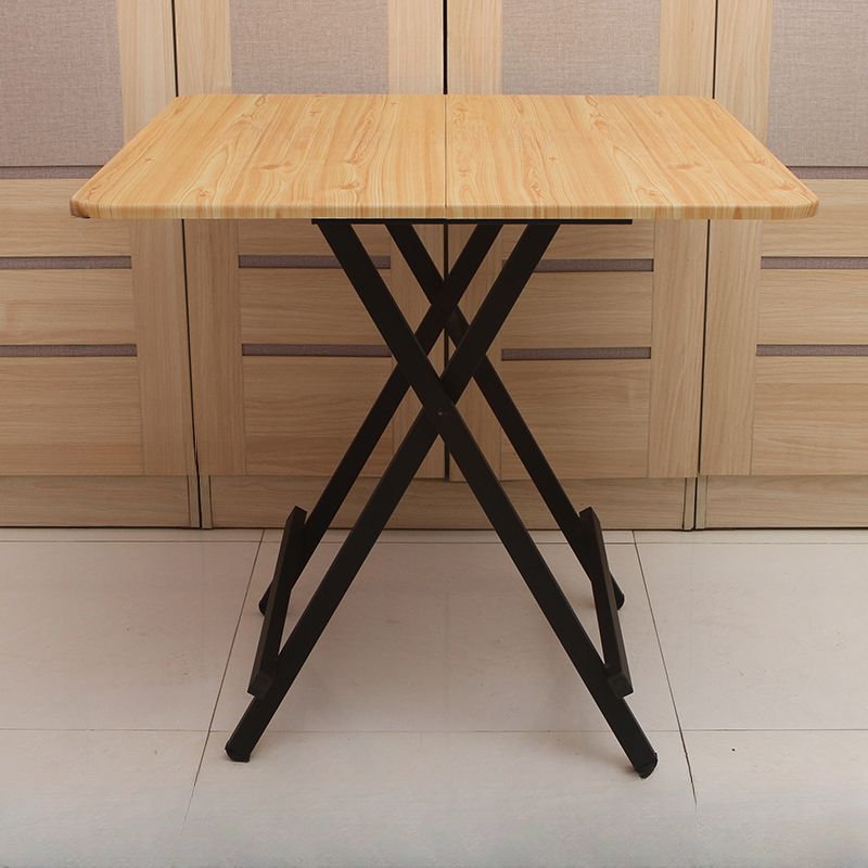 Panel Wood Dining Table with Crossed Legs, No Extra Durability, Foldable Square Top for 2-seater
