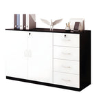 Modern Cabinet Wood Lateral Adjustable Storage Shelves and Locking Drawers File Cabinet
