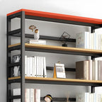Modern Metal Display Stand with Wooden Shelves and Open Storage