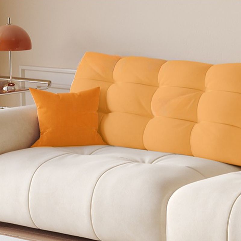 Contemporary Modern Solid Color Scratch-durable Sofa in Flannel with Gray/Olive Green/Mocha Upholstery, Seats 5/4 with 2 Pillows
