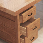 Contemporary Stain Resistant Natural Finish Office Computer Desk with Wood Double Pedestal/Pedestal Base/Sled Base, Drawers Included & With Keyboard Tray