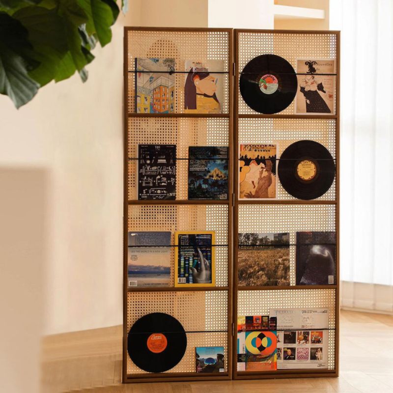 Indoor Translucent Folding/Single Panel Temporary Wall Panels with Shelf and Cane Material, Self-supporting