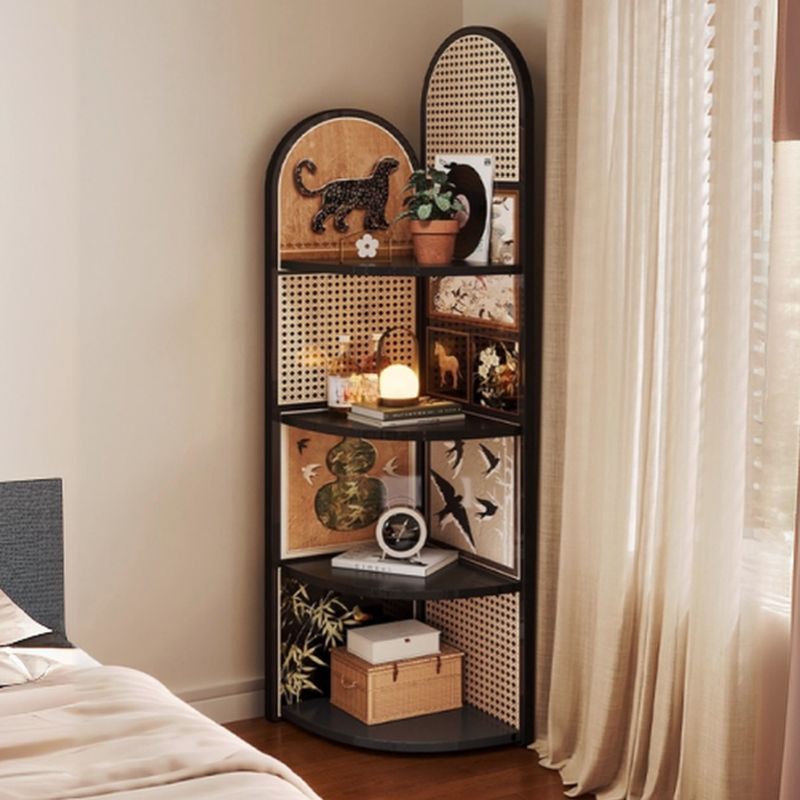 Modern Simple Style Nook Detached Decorative Cabinet with 3 Exterior Shelves/4 Exterior Shelves, Composite Wood Countertop in Midnight Black