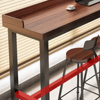 Simplistic Pub Table with Natural Wood Trestle Base in White/Auburn/Natural Finish, Rectangular with Foot Pedestal