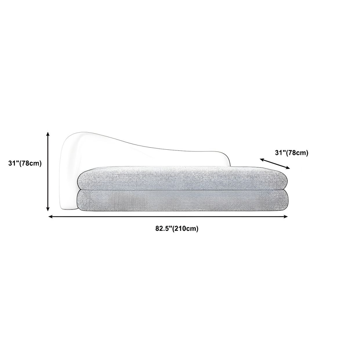Ultra-Modern Tight Back Sofa 30.71"High Curved Tuxedo Arm Sofa for Apartment
