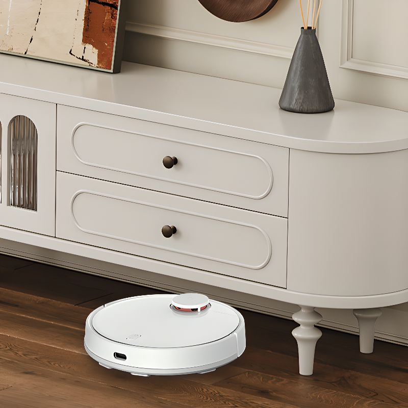 Modern Real Wood TV Stand with Shelf, 4 Drawers, Hutch, and Door