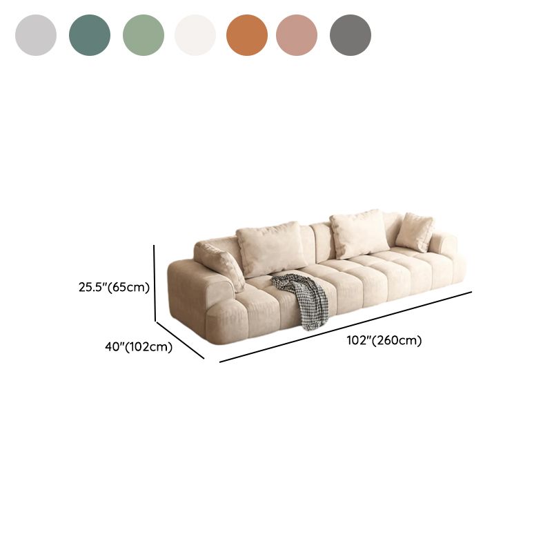 Flannel Sofa in Gray/Olive Green/Off-White with 4 Pillows