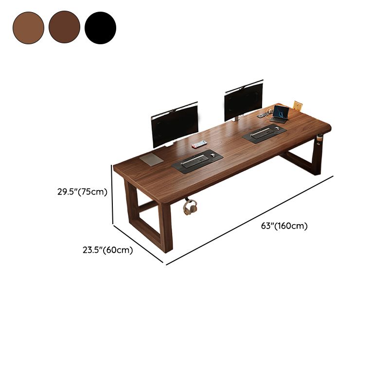 Minimalist Gaming Computer Desk with Ergonomic Features, Auburn Solid Wood Top, Anti-stain, Independent Structure, Headphone Hook