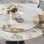 Stone Dining Table with Ink Gloss Finish Base for 4-person Seat/Seating for 8, Anti-Fouling Sintered Stone Tabletop