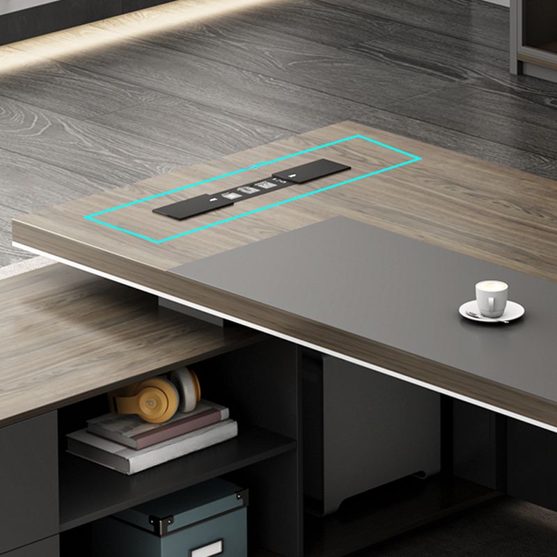 Simplistic Brown Wood Standalone Executive Desk with 4 Drawers/2 Drawers & Cpu Storage, Dust Resistant Drawers