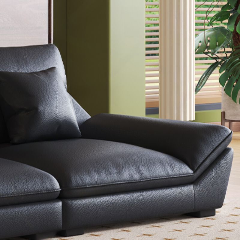 Contemporary Modern Solid Color Scratch-durable/Water Resistant Standard/Single Sofa in Midnight Black, Seats 3/5/4 with 2/1 Pillows