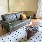 Tear Resistant Leather Standard Sofa/Loveseat/Single Sofa in Black/Emerald Green