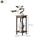2 Tiers Square Plant Stand Side Table with Natural Wood Top, 1 Piece Set, 2 Shelves, and Legs