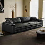 Modish Solid Color Stain Resistant Standard/Single Sofa in Black for 4/3/5 Person with 2 Pillows
