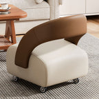 Modish Square Solid Color Standard Ottoman in Pu Leather with Black/Cocoa/Beige Upholstery and Caster Wheels