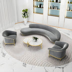 Scandinavian Cushions Tuxedo Arm Curved Living Room Fabric Settee