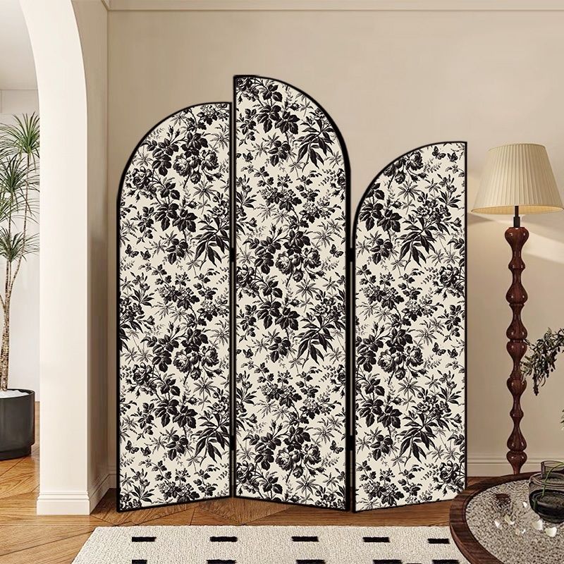 Screen Divider Minimalist Indoor Opaque Fold-up with 3 Panels, Flaxen Material, and Independent Design