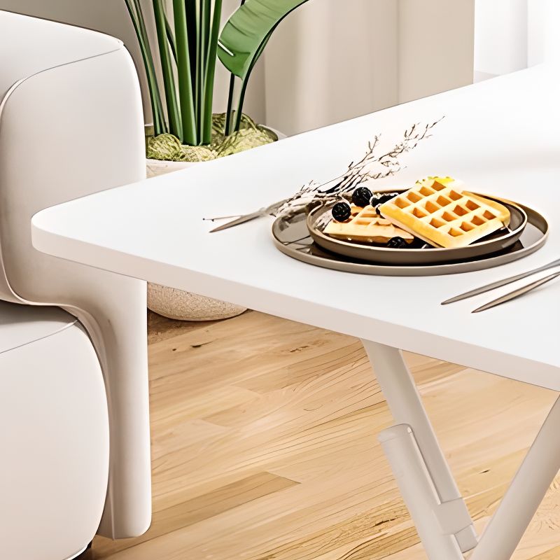 Panel Wood Dining Table with Sleigh Base, No Extra Durability, Foldable Square Top for 2-seater