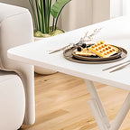 Panel Wood Dining Table with Sleigh Base, No Extra Durability, Foldable Square Top for 2-seater