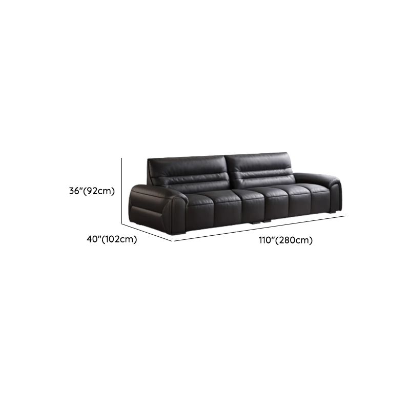 Modish Solid Color Stain Resistant Standard Sofa in Midnight Black Pu Leather, Seats 4/Seats 3/2-seater with 2 Pillows