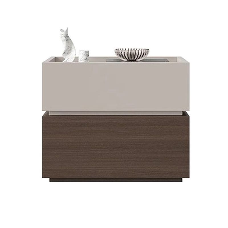 Modish Nightstand With Drawer Organization, 2 Drawers, and Lumber Countertop