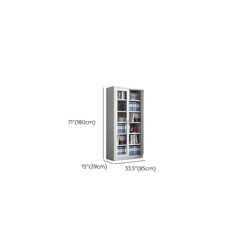 Chalk Steel Office Console Cabinet with Rainproof Stockroom, Adjustable Shelving, Locking Door, and 1-Wide Compartment