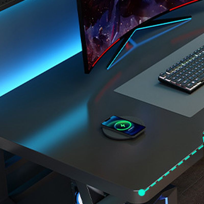 Minimalist Curved Desk with Rust Resistant Trestle Base, Independent Structure, Wire Management, and Engineered Wood Top