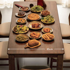 Tan Modish Rectangular Dining Table with Natural Wood Top and Fixed Table Mechanism
