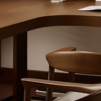 Casual Sepia Writing Desk with Storage and Scratch-proof H-Shape Base Featuring Exterior Shelf and Baffle