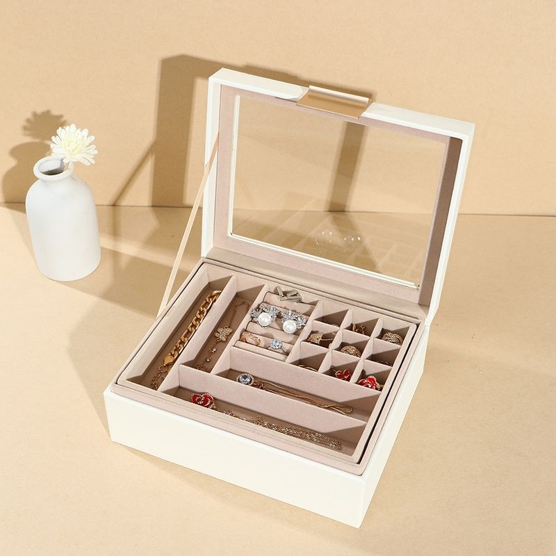 Modern & Contemporary Solid Color Artificial Leather Jewelry Armoire