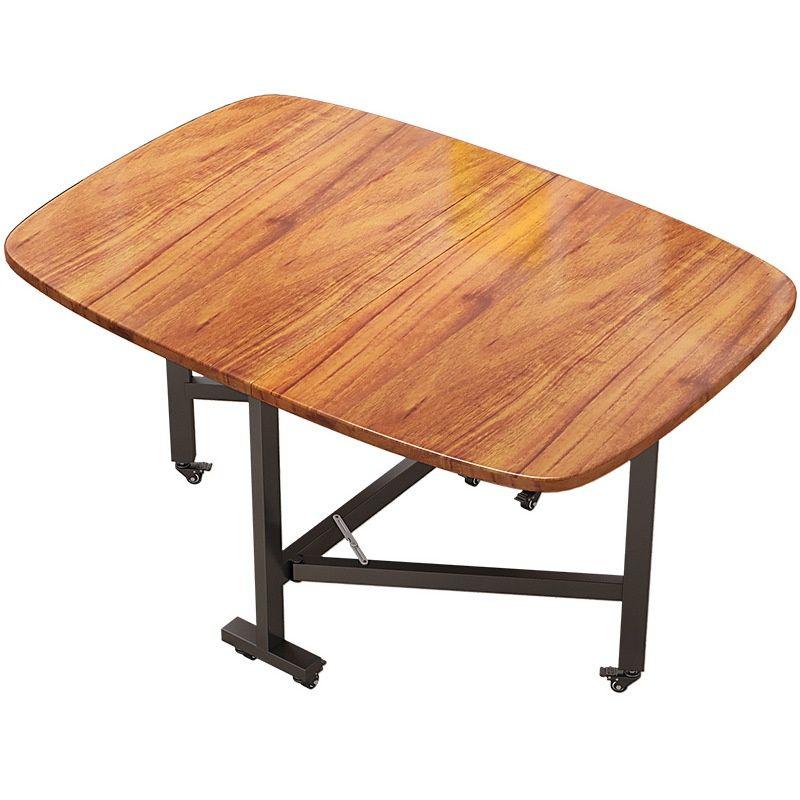 Trendy Casters Rectangle Foldable Banquet Table in Midnight Black/White, Waterproof MDF Wood Top