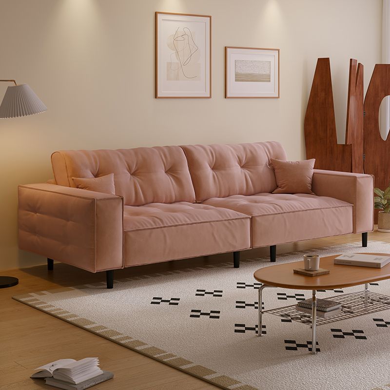 Drawing Room Standard Sofa with Flannel Upholstery in Light Gray/Rose/Navy Blue and Armrest