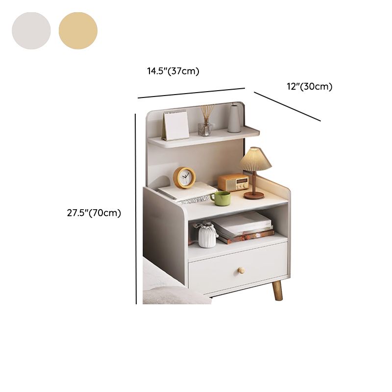 Modish Nightstand With Drawer Organization Featuring 2 Shelves and Composite Wood Countertop