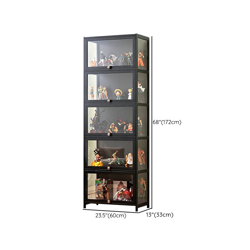 Charcoal Simplistic Bambusa Flooring Curio Cabinet with Sealed Cabinet, 2 Shelves/3 Shelves/4 Shelves, 2 Doors/3 Doors/4 Doors
