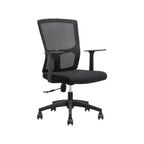 Simple Multi-levelled Single Color Chair with Nylon Frame in Midnight Black, Lumbar Support, Tilt Mechanism, and Glide Movement