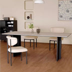 Ink Double Pedestal Stone Dining Table for 6-8, Anti-Fouling Stone Tabletop