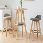 Pub Table with Four Legs, Tan/Ivory Circular Top