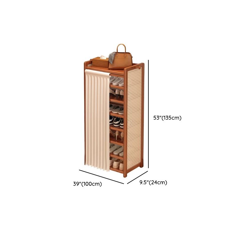 Bamboo Sepia 5 Tiers/6-tier/7 Tiers Dustproof Cover Shoe Storage Cabinet