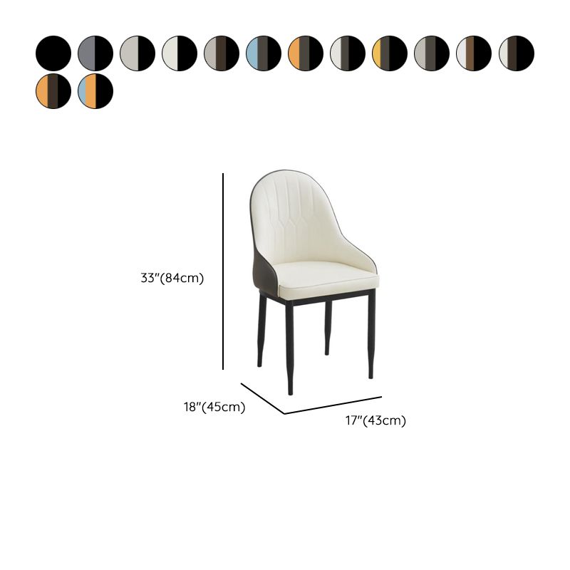 Modish Dinette Armless Chair with Parsons Back, Cushioned Alloy Legs, and Foot Pads