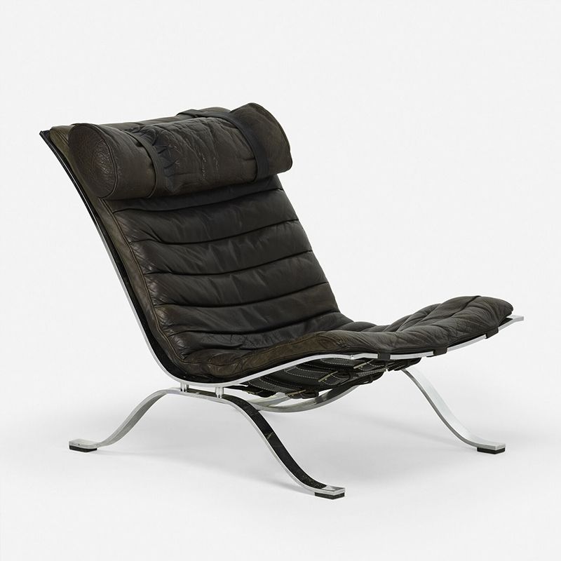 Art Deco Solid Color Side Chair in Ink with Pillow Back and Reclining Feature