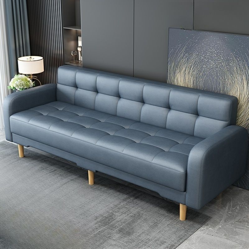 Square Arm Foldable Convertible Sofa with Biscuit Back for Living Spaces