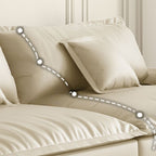 Drawing Room Standard Sofa in Midnight Black/White/Mocha Pu Leather with 4 Pillows