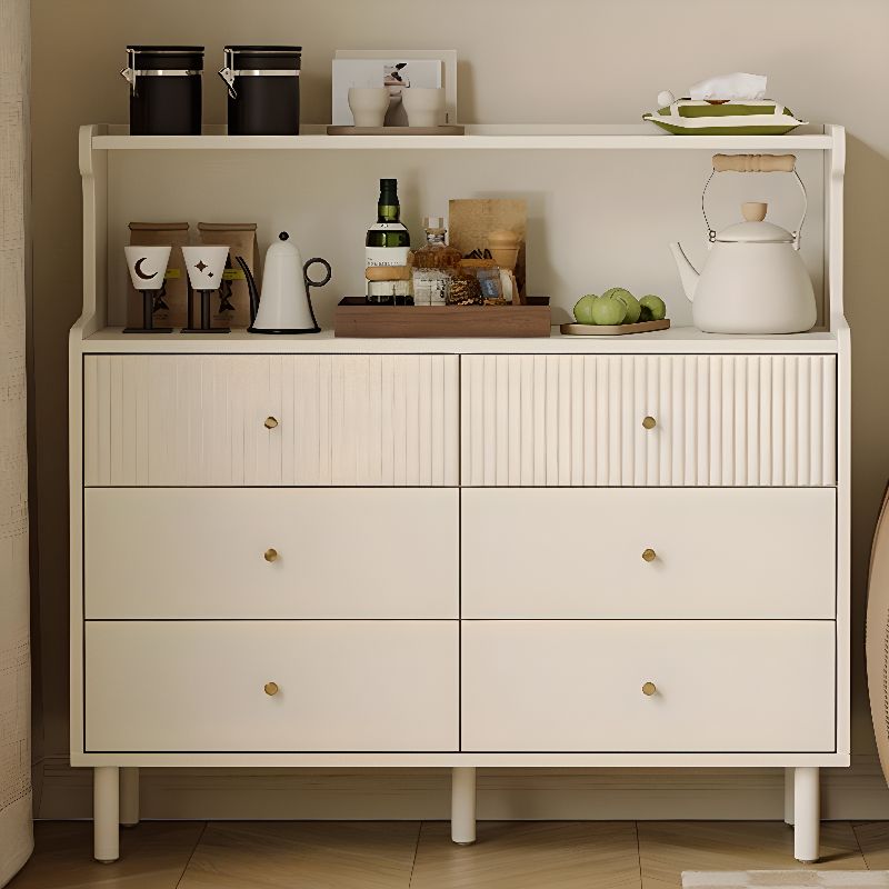 Casual Raw Wood Console Dresser/Bachelor Chest with Shelves, 6/4 Drawers, Vertical/Horizontal