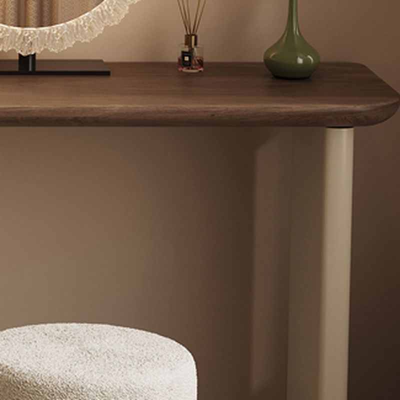 Large Vanity Set with Upholstered Chair in Chalk, 6 Drawers, Polymer Frame, LED Lighting, 2-in-1 Design