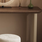 Large Vanity Set with Upholstered Chair in Chalk, 6 Drawers, Polymer Frame, LED Lighting, 2-in-1 Design