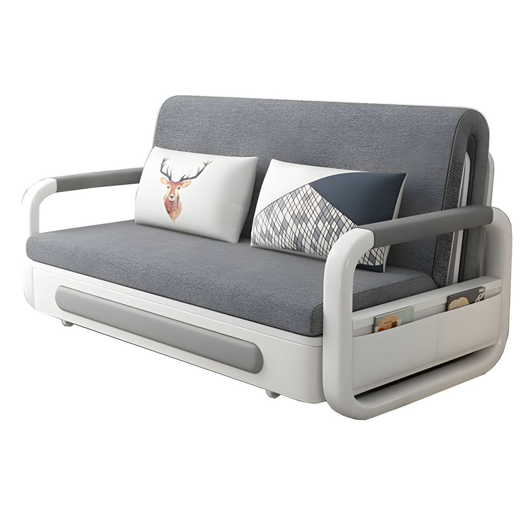 Washable Linen Square Arm Sofa Bed Standard Foldable Sofa for Living Room