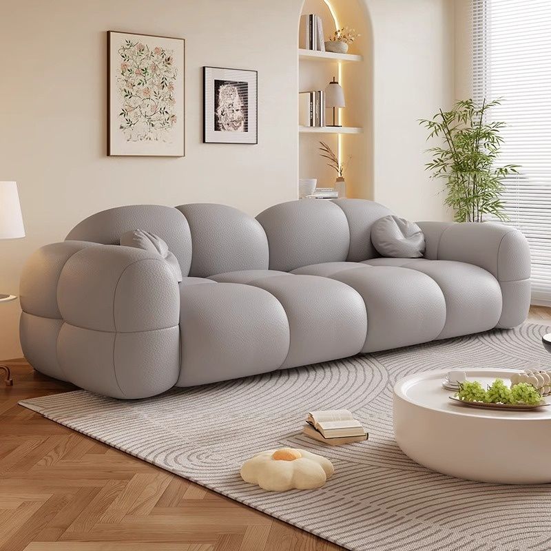 Trendy Solid Color Stain Resistant Standard Sofa in Grey/Taupe/Amber Color with Arm, 4-seater/Seats 3 and 2 Pillows