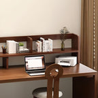 Sepia Writing Desk with Sleigh Base and Hutch, Featuring Storage and Odor Resistant Durability, Unattached with Exterior Shelf